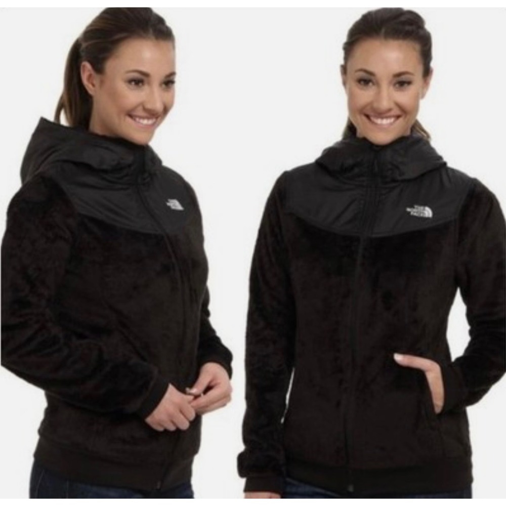 The North Face Oso Hybrid Full Zip Hooded Medium Jacket Black Fleece Sweatshirt